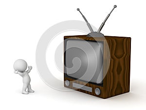 3D Character and Large Retro TV