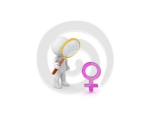 3D Character looking confused at female gender sig