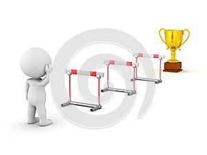 3D Character Looking at Obstacles and Trophy