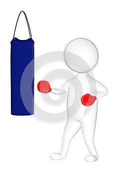 3d character , man boxing in white isolated background