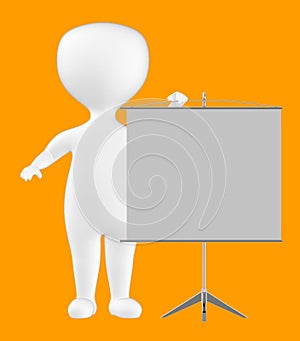 3d character , man and presentation board