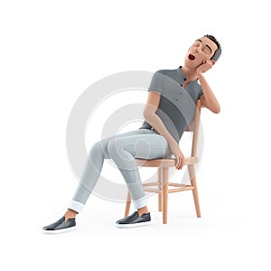 3d character man sleeping on chair