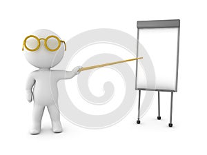 3D Character pointing on a small whiteboard