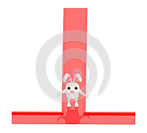 3d character , rabbit standing , two ways , confused