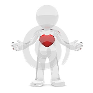 3d character with red heart