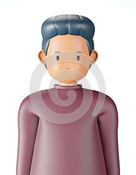 3D character render portraits of young man in pink shirt with smiling is on white blackground male 3d character 3d illustration