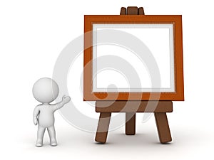 3D Character Showing Easel with Painting Frame