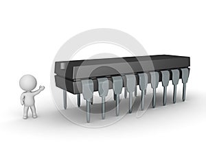 3D Character Showing Large Integrated Circuit