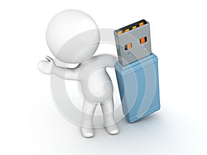 3D Character Showing USB Stick
