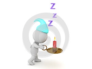 3D Character sleep walking with z letters above him