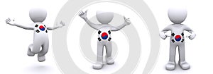 3d character textured with flag of South Korea