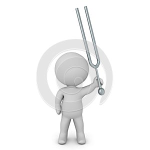 3D Character with tunning fork in his left hand