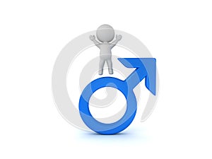 3D Character victorious and male gender symbol