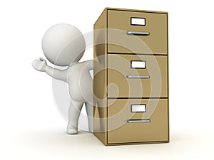 3D Character Waving from Behind Archiving Cabinet