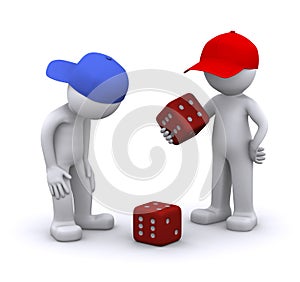 3d characters playing dice