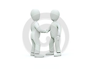3D characters in ties shake hands