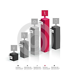 3D chart, graph. Simply color editable.