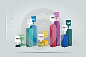 3D Chart, graph. Simply color editable. Infographics elements