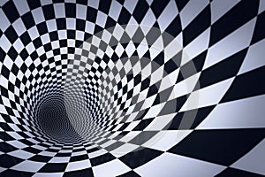 3d checkered tunnel