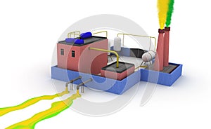 3D Chemical plant polluting the environment