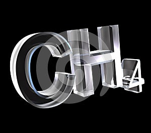 3d chemistry formulas in glass of Methane