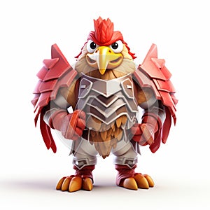 3d Chicken Clash Of Clans Style With Red Feathers And Armor