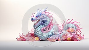 3D Chinese Dragon in pastel tone for Chinese New Year festive, Dragon is Chinese Zodiac Sign.