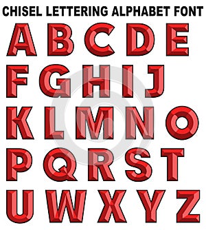 3D chisel lettering font alphabet