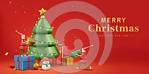 3D Christmas and New Year banner