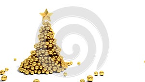 3D Christmas tree made with golden balls