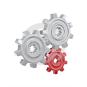 3d chrome gear cog wheel render