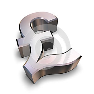 3D chrome Pound symbol