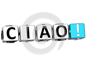 3D Ciao block text on white background