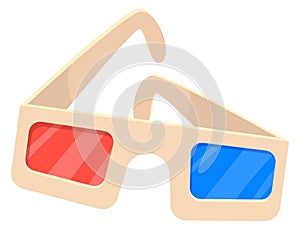 3d cinema glasses icon. Color movie cartoon symbol