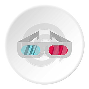 3D cinema glasses icon, flat style