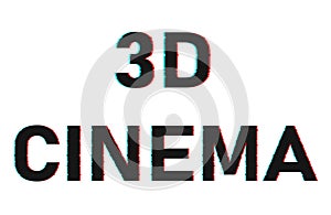 3d cinema. Glitch effect, vector text poster