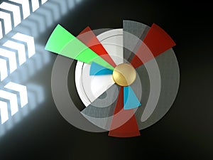 3D circular infographics with speed arrows. Render of pie chart diagram for Business, marketing, stock