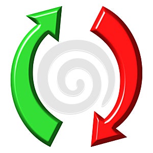 3d circular up and down arrows