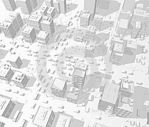 3d city buildings background street In light gray tones. Road Intersection traffic jam. High detail city view. Cars end cityscape