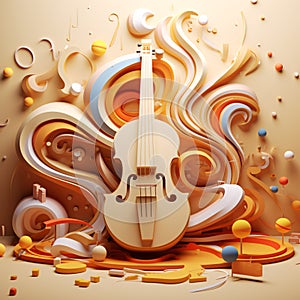3D Clay Music Note Illustration. Creative and Modern Art