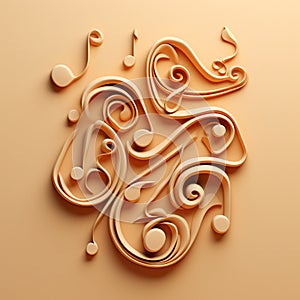 3D Clay Music Note Illustration. Creative and Modern Art