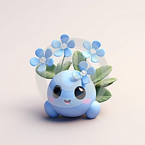 3d Clay Render Of Tiny Cute Forget-me-not Emoji