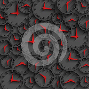 3D clock abstract time concept dark background, minute and hour red arrows