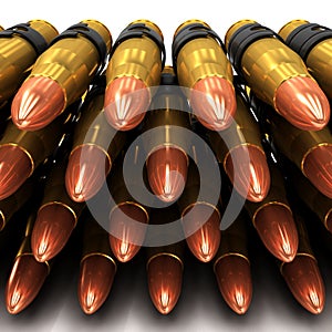 3d Close up of machine gun bullets