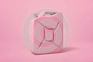 3d close-up rendering of yogurt pink jerrycan standing on background of the same color.
