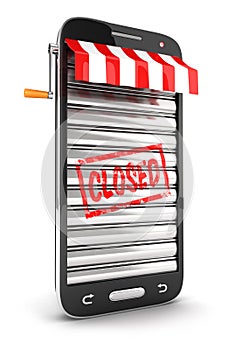 3d closed supermarket smartphone