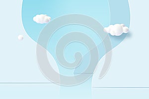 3D cloud with layer wavy shape background.Pastel minimal scene for product display presentation.Vector illustration