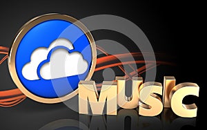 3d clouds symbol music sign