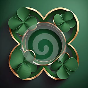 3D clover leaf-shaped abstraction, St. Patrick's Day concept, generativ ai