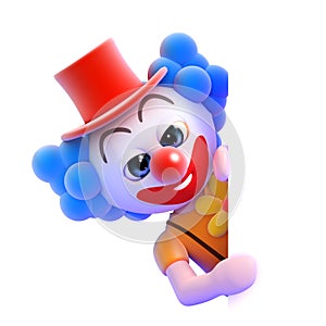 3d Clown behind a blank page